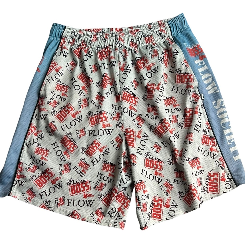 Flow Society Boss Flow Lacrosse Shorts Men’s Size M Red Gray Graphic‎ Mesh